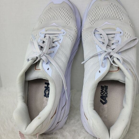 Hoka One One Clifton 6 White & Gold Rose Running Sneakers Shoes Size 11 main image 7